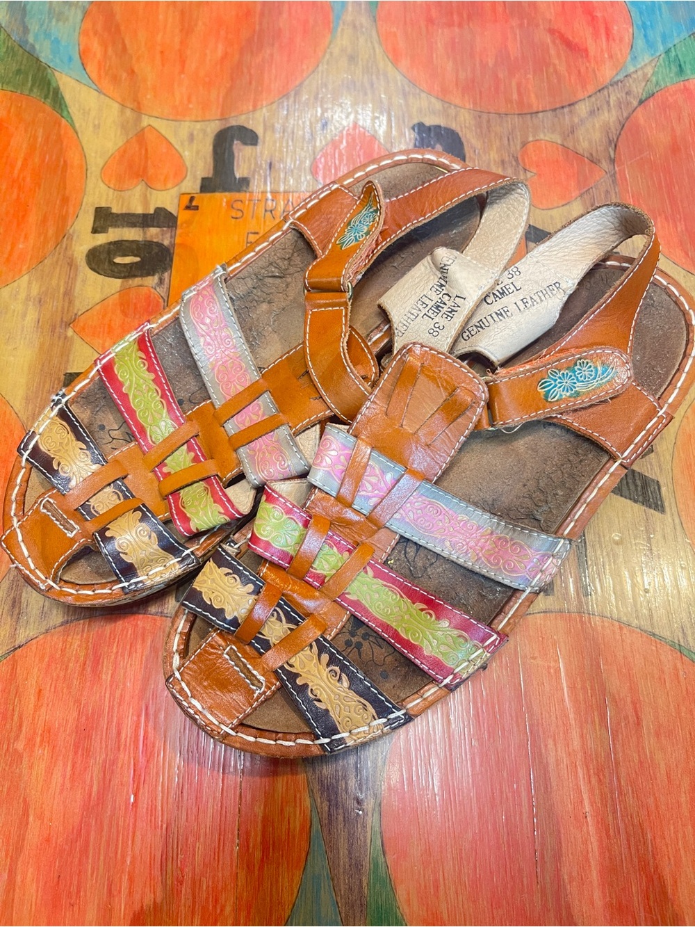 L'Artiste by Spring Step LANE Sandal Camel Color Leather Size 38 (US 7 Or 8) Bro